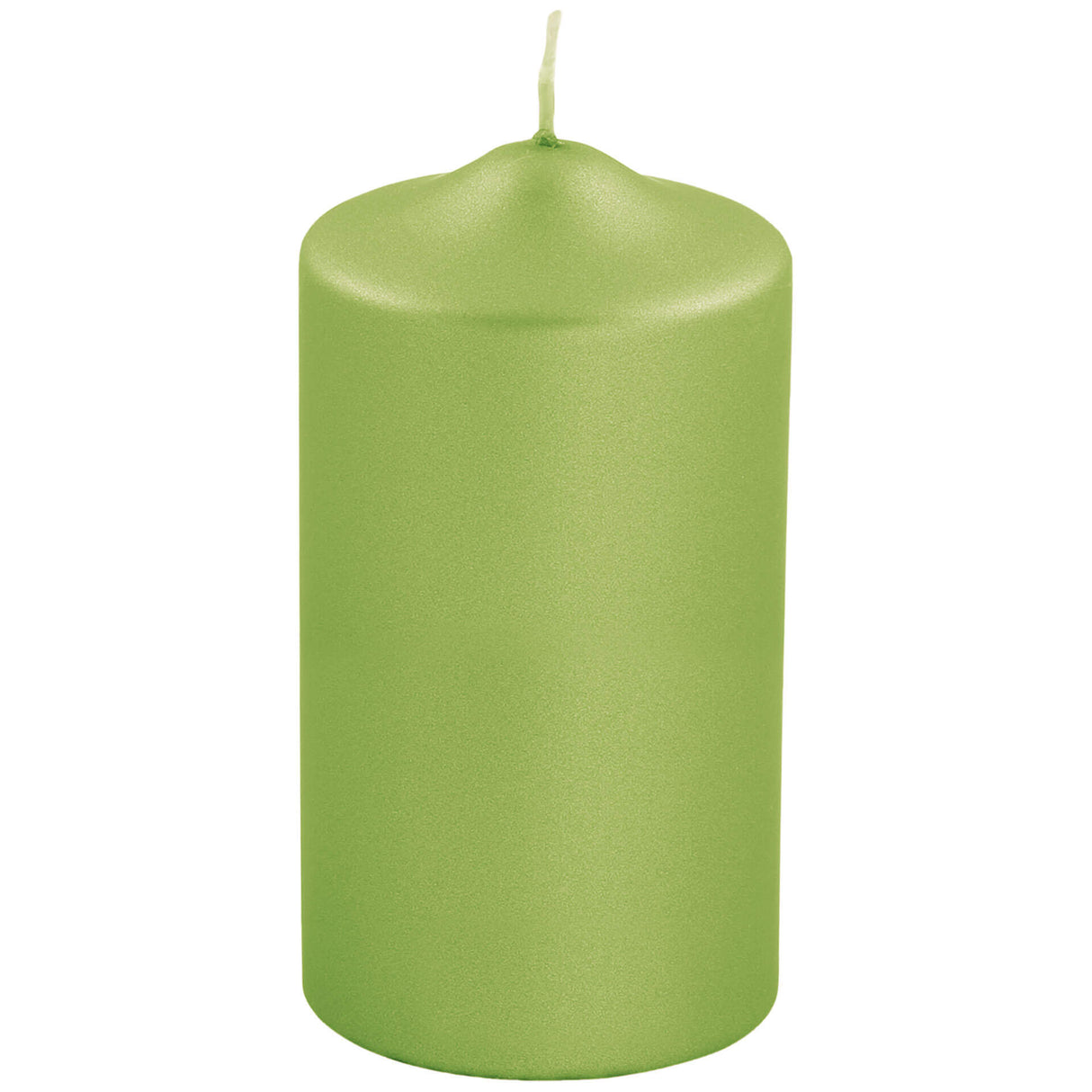Fink metallic Stumpenkerze Candle hellgrün Paraffin Höhe 15 cm