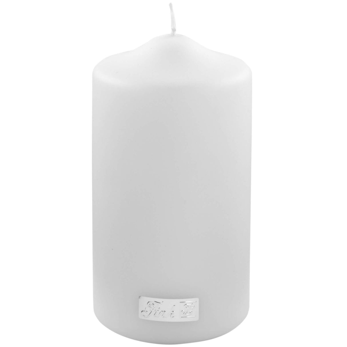 Fink metallic Stumpenkerze Candle weiß Paraffin Höhe 15 cm