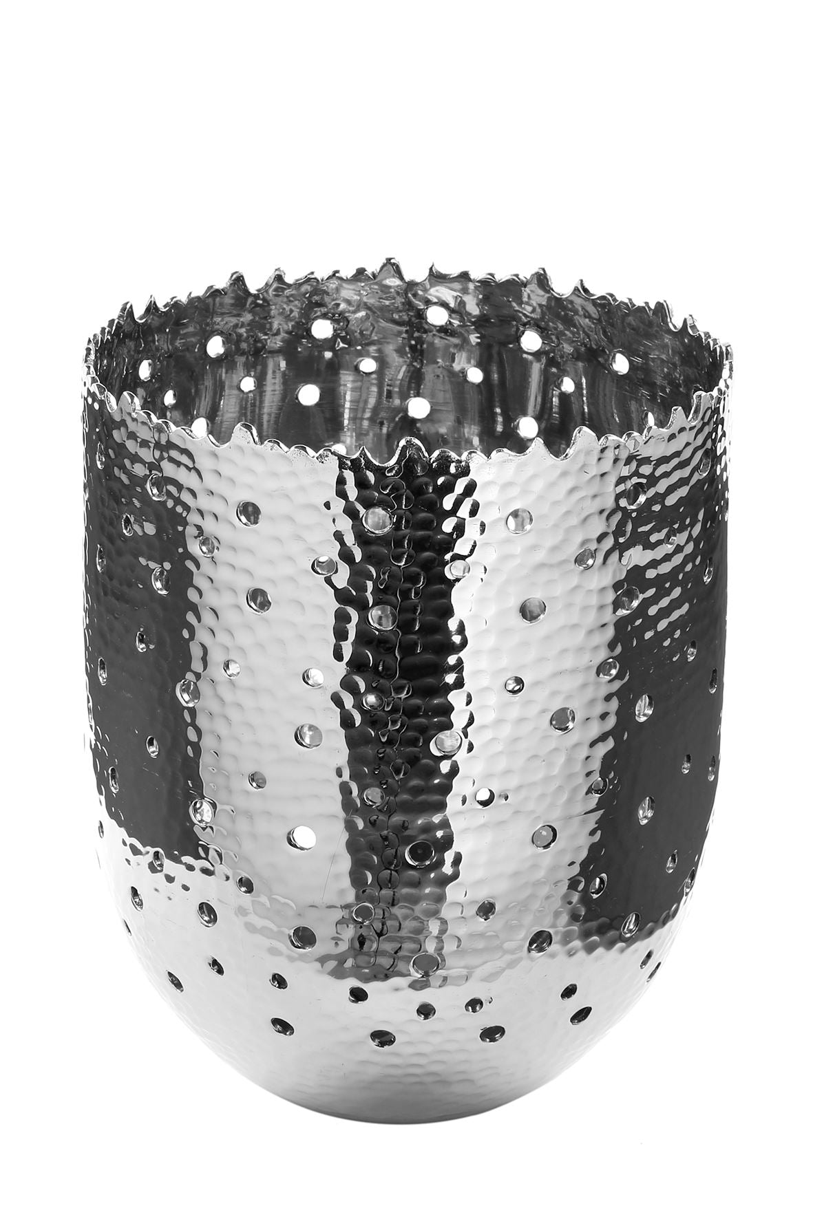 Fink Windlicht Tiago silberfarben Aluminium Höhe 18 cm