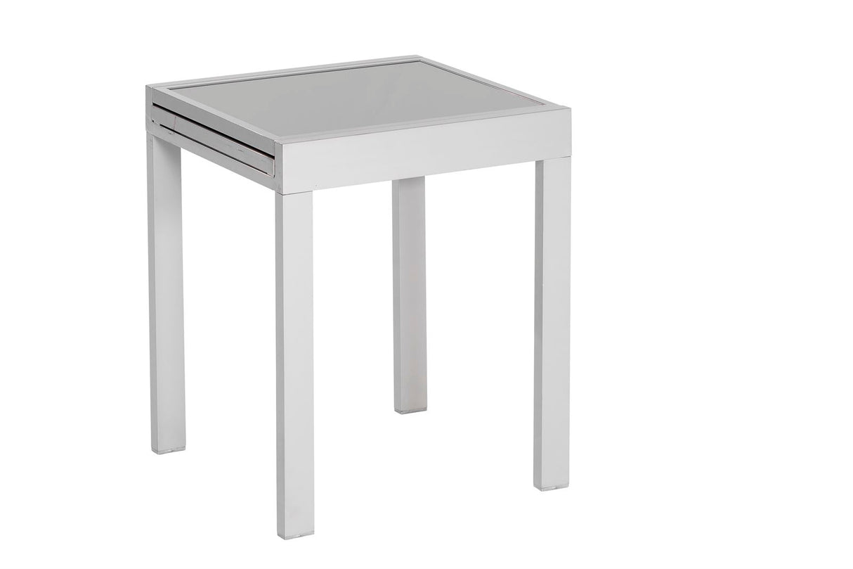 Merxx Gartentisch ausziehbar Aluminium, Glas silber 65 cm x 65 cm x 75 cm