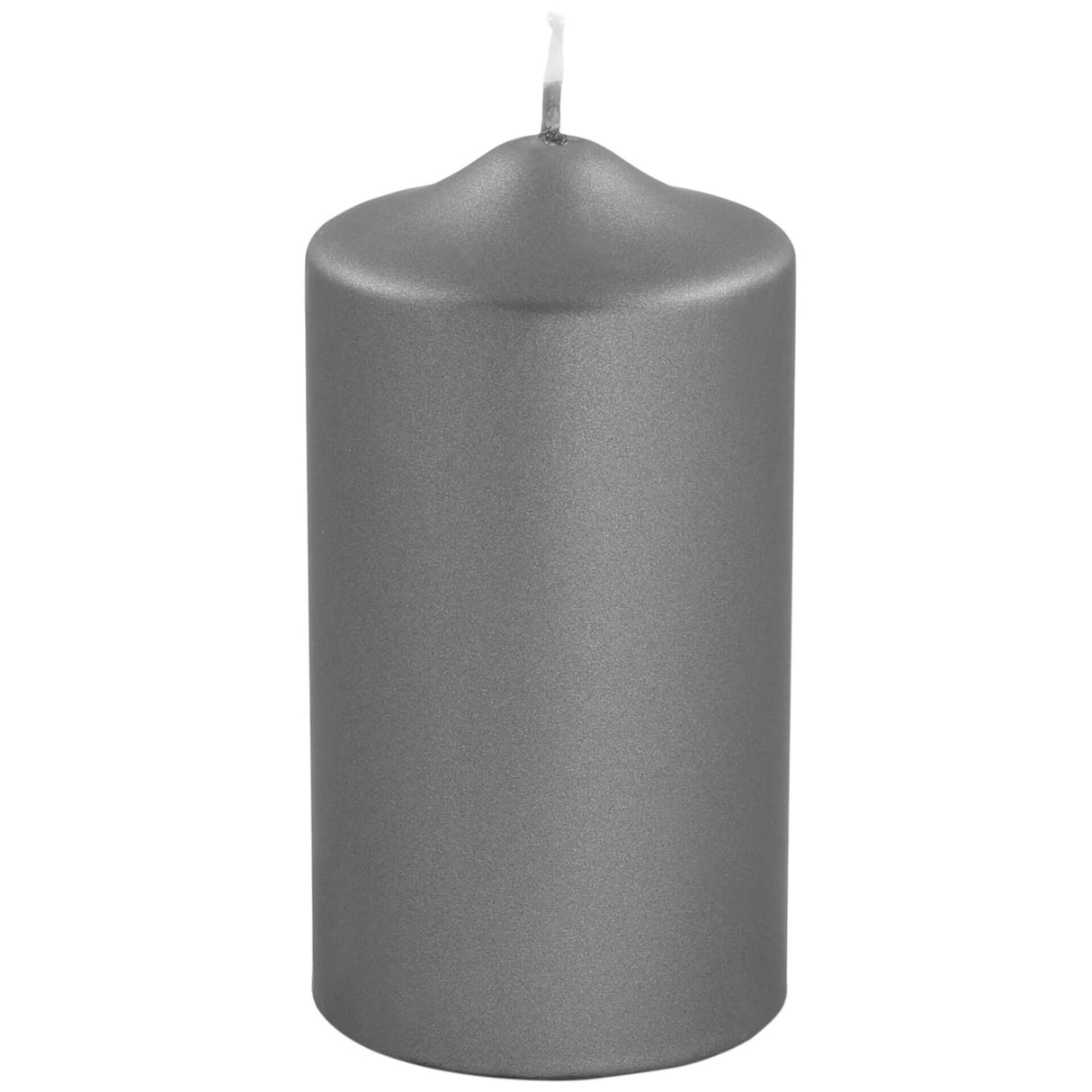Fink metallic Stumpenkerze Candle grau Paraffin Höhe 15 cm