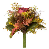 Fink Kunstblumenstrauß Mina dunkel rot, gelb, grün Kunstfasern Höhe 25 cm