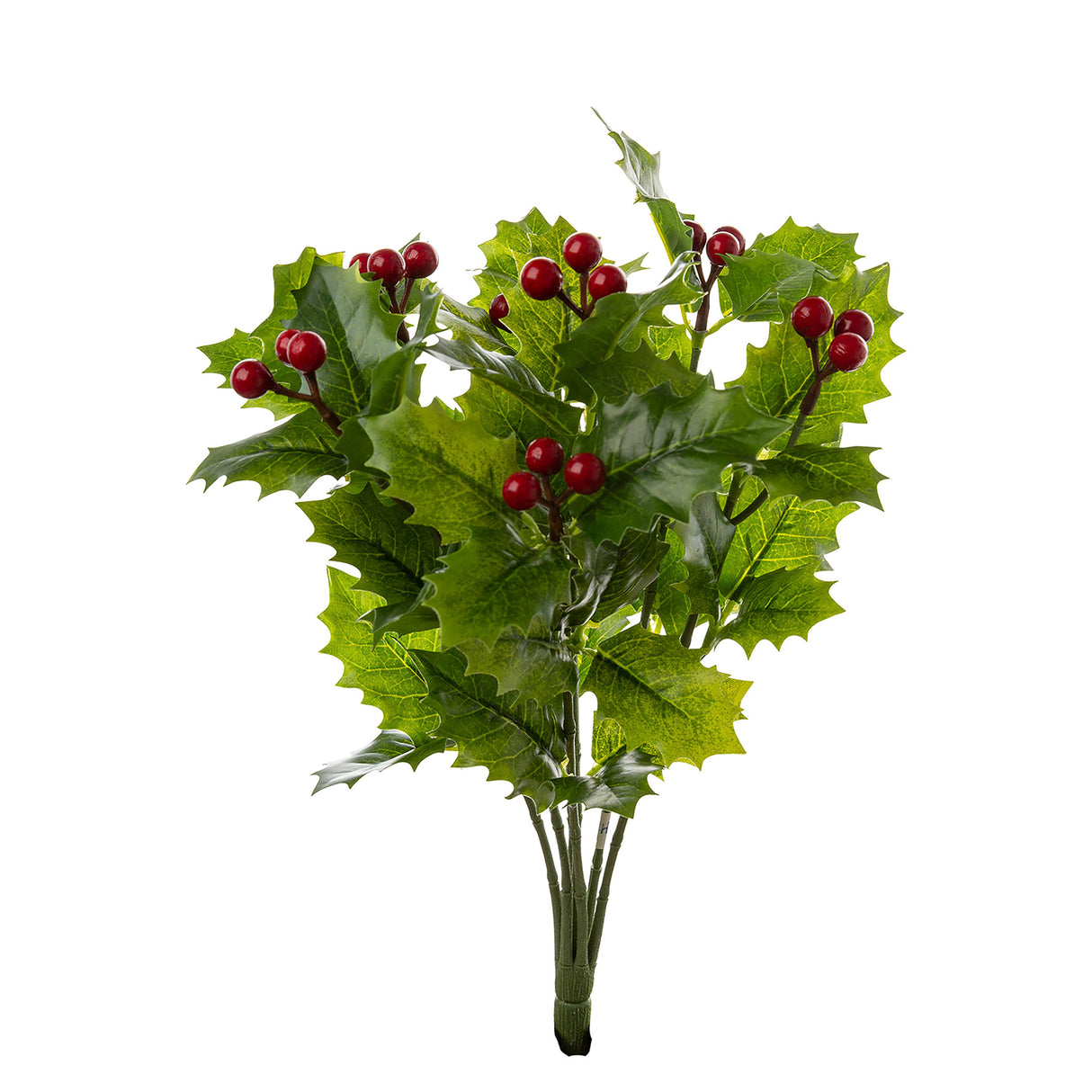 Fink Kunstblume Stechpalme grün, rot Kunstfasern Höhe 39 cm