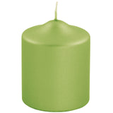Fink metallic Stumpenkerze Candle hellgrün Paraffin Höhe 10 cm