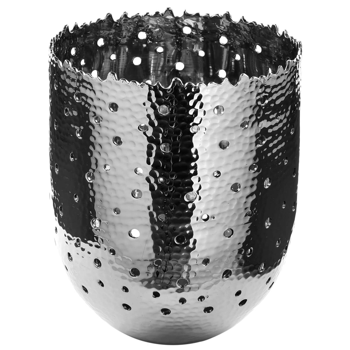 Fink Windlicht Tiago silberfarben Aluminium Höhe 18 cm