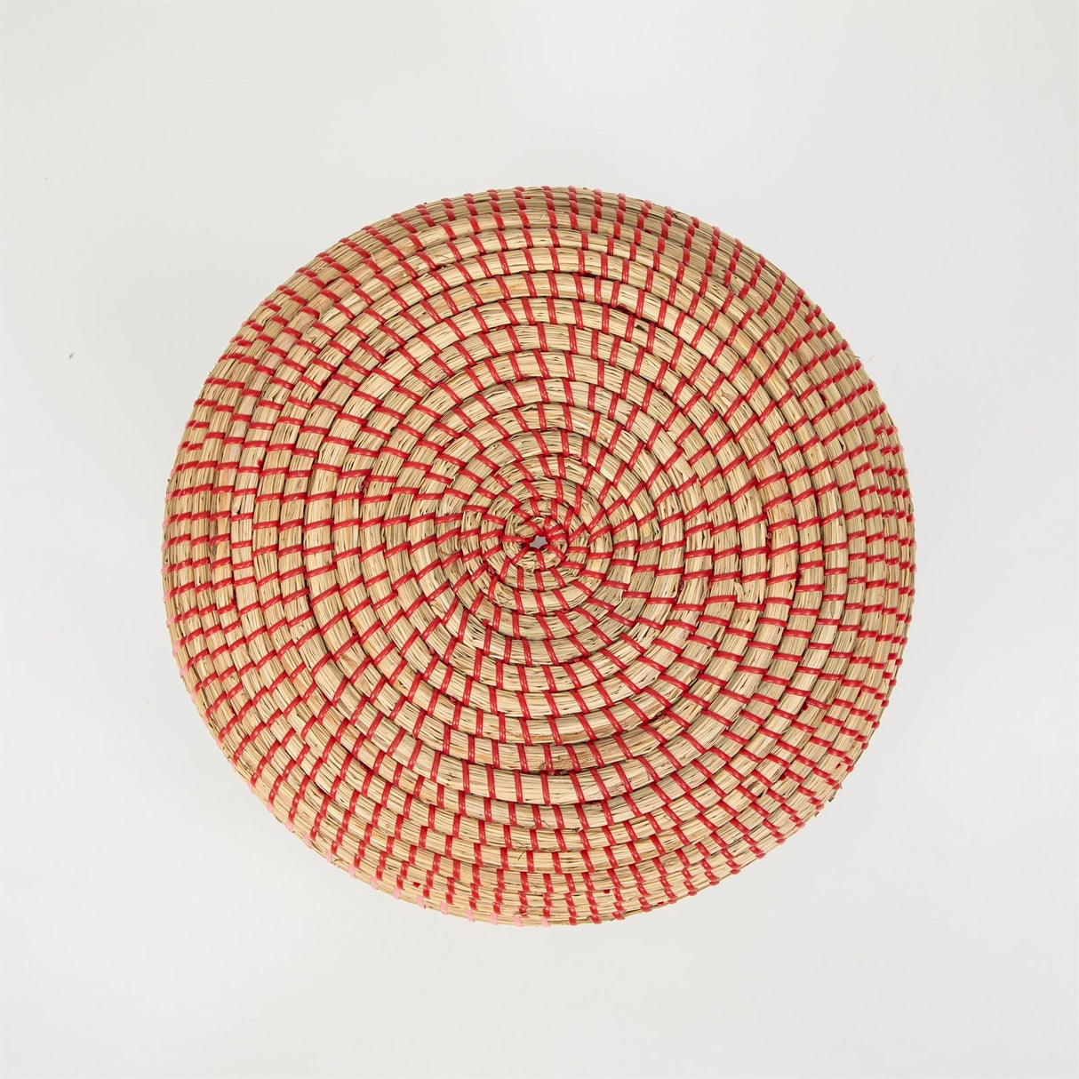 Terra Home Seegras Korbset Rattan Ø42 und Ø 34 rot weiß