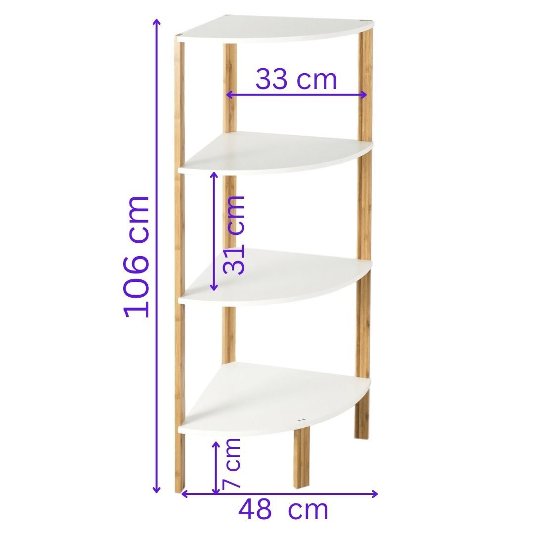 Elbmöbel Eckregal Bambus Badregal Küchenregal Standregal Holzregal Regal weiß braun