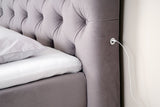 Terra Home Boxspringbett Chesterfield grau, 180x200 cm, H2/H3
