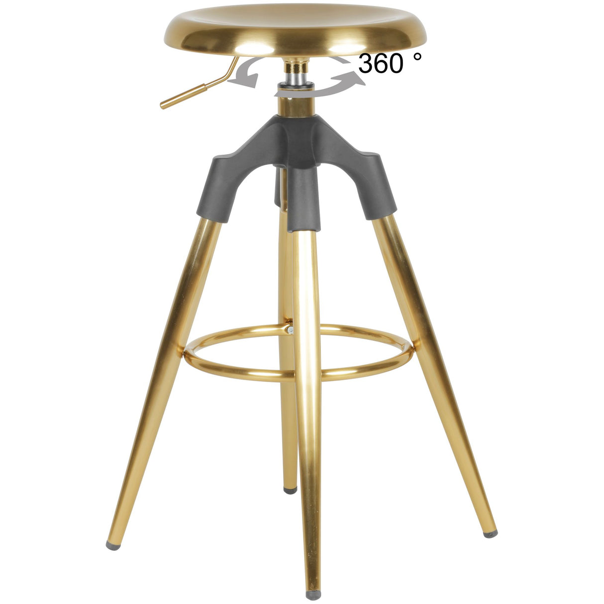 WOHNLING Barhocker Gold Metall 72-80 cm, Design Barstuhl 100 kg Maximalbelastbarkeit, Tresenhocker Industrial, Tresenstuhl ohne Lehne