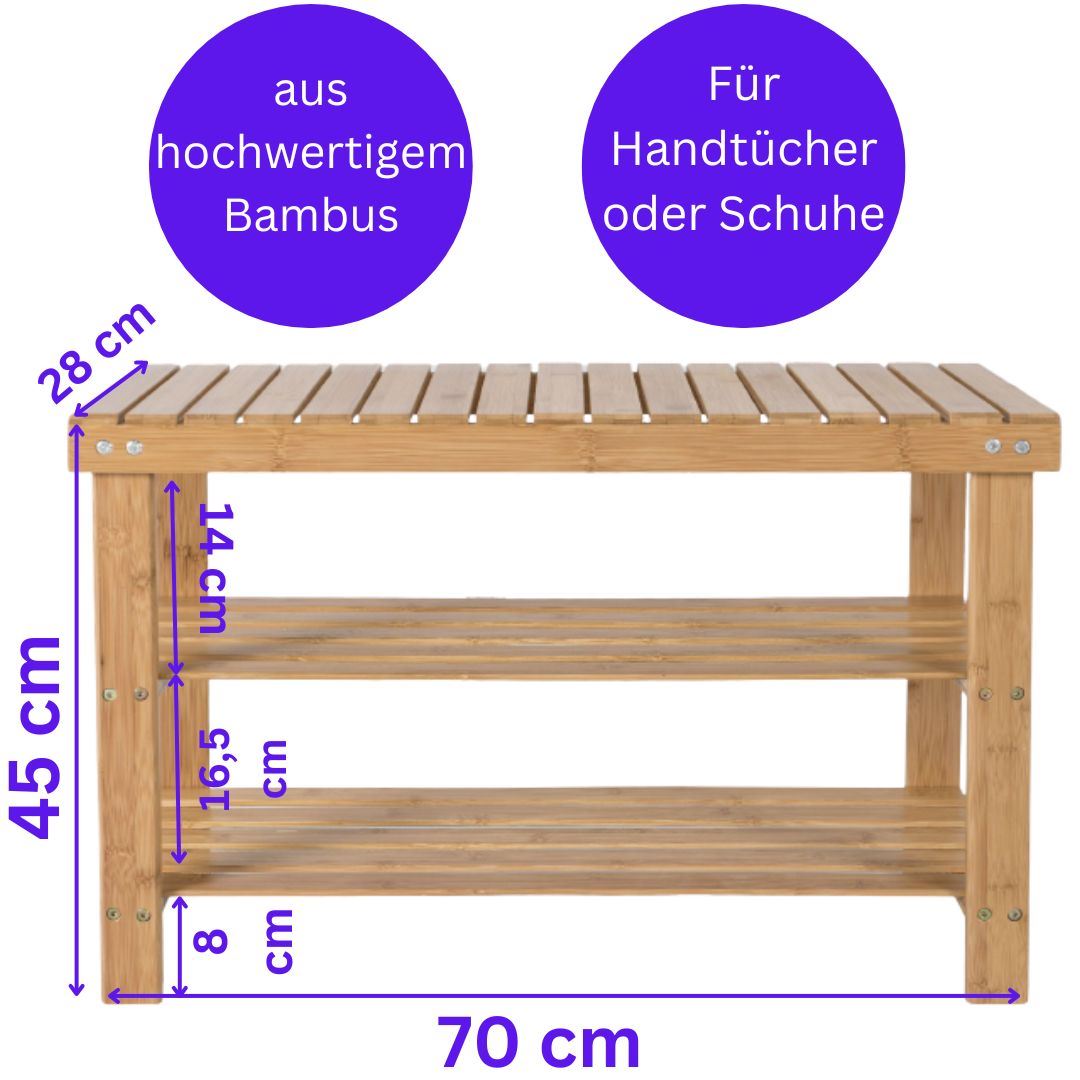 Elbmöbel Schuhregal Schuhbank Sitzbank Badregal Bambus Garderobenbank Bambusregal