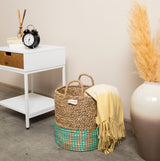 Terra Home Korb Seegras Wasserhyazinthe Ø30 H29 cm türkis natur