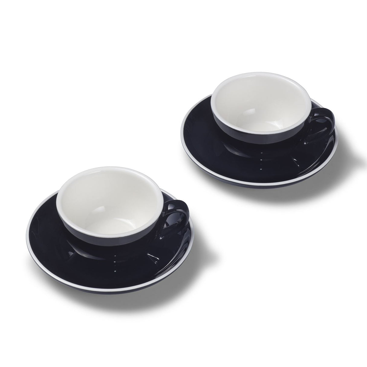 Terra Home 2er Cappuccinotassen-Set, Schwarz glossy