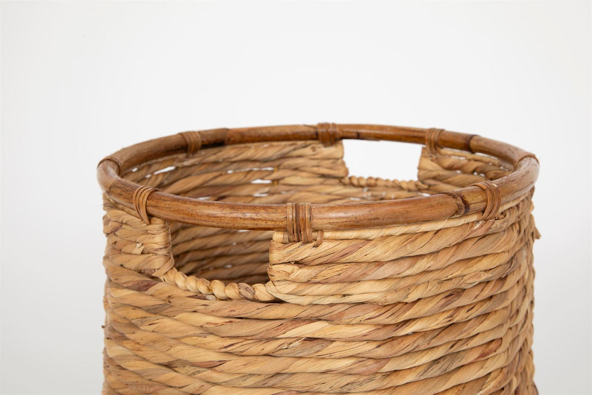 Terra Home Korbset 3 er Set Wasserhyazinthe Rattan Ø45/38,5/33,5 H45/40/35 weiß natur