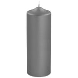Fink metallic Stumpenkerze Candle grau Paraffin Höhe 25 cm