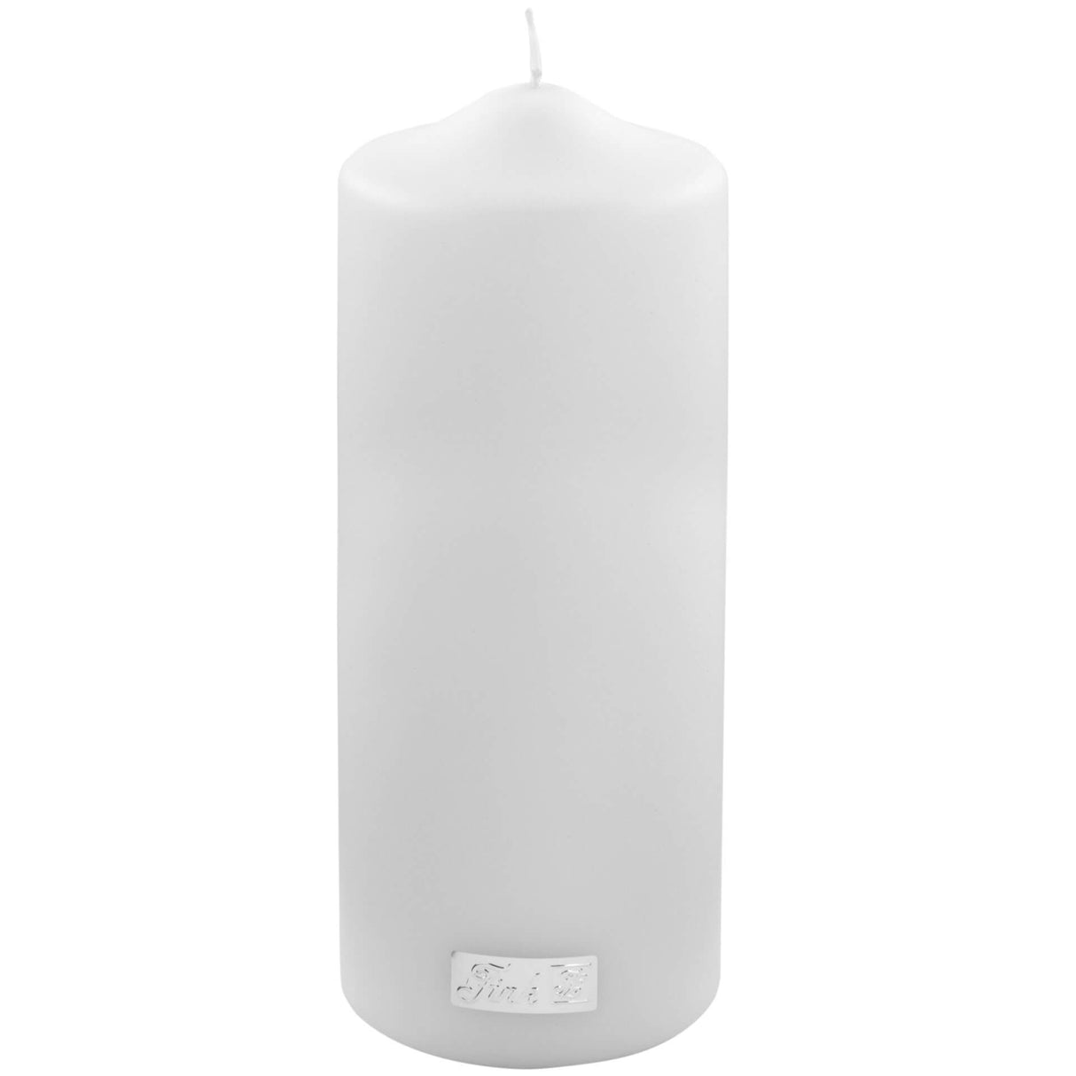 Fink metallic Stumpenkerze Candle weiß Paraffin Höhe 20 cm
