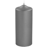 Fink metallic Stumpenkerze Candle grau Paraffin Höhe 20 cm