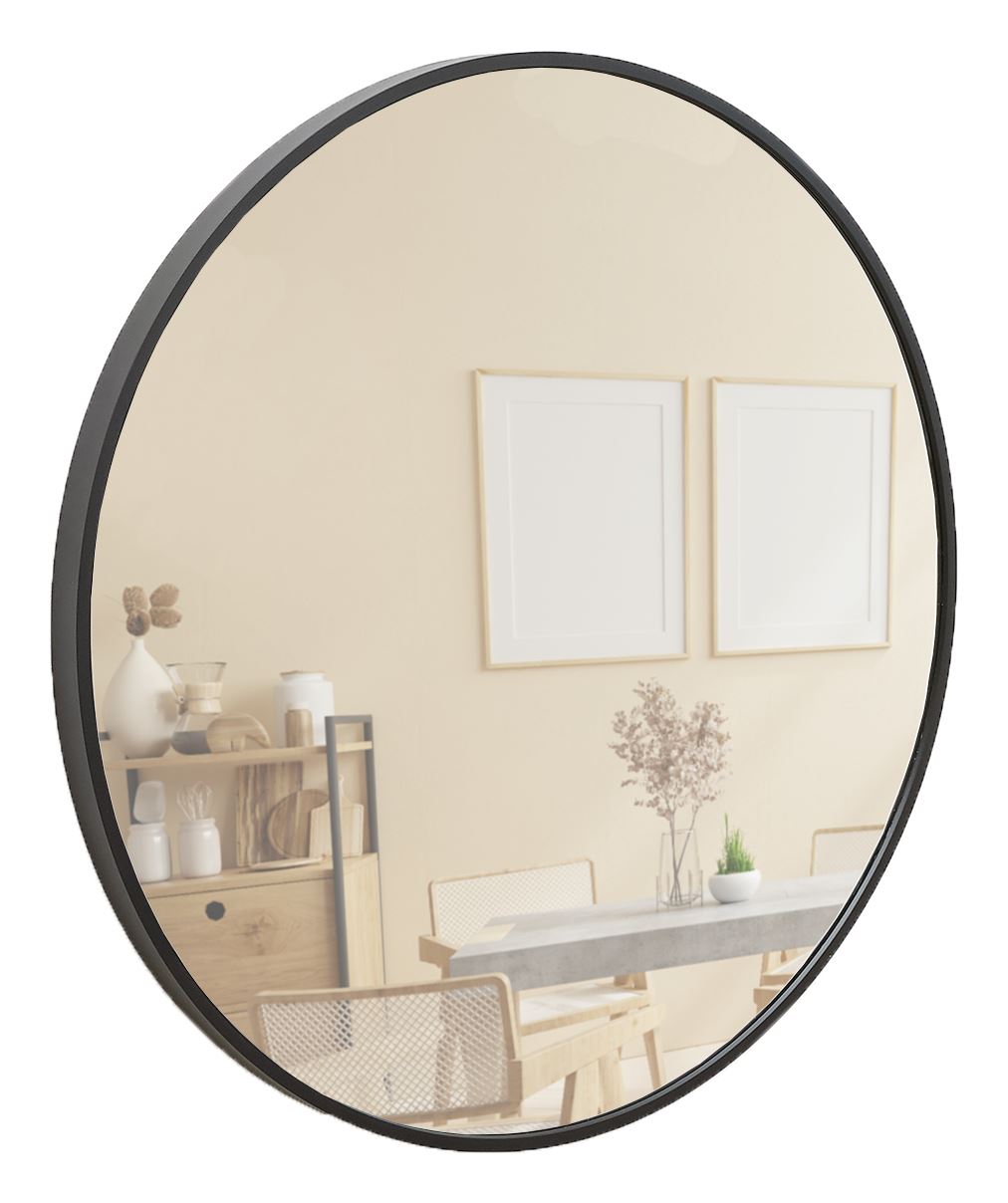Terra Home Wandspiegel rund 60x60 schwarz Metallrahmen