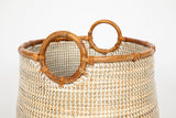 Terra Home Seegras Korbset Rattan Ø42 und Ø 34 rot weiß