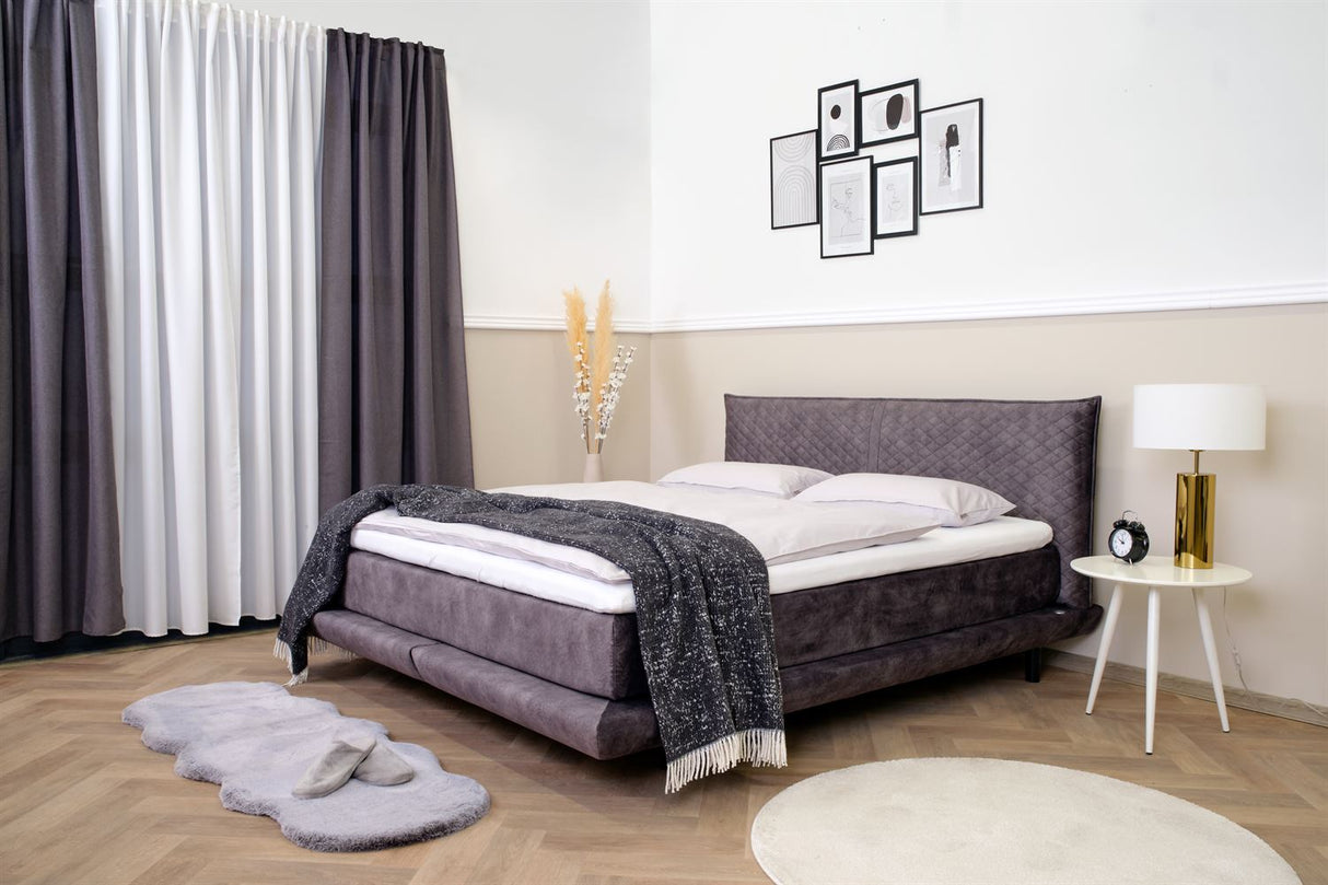 Terra Home Boxspringbett Lyon grau, 180x200 cm, H2/H3