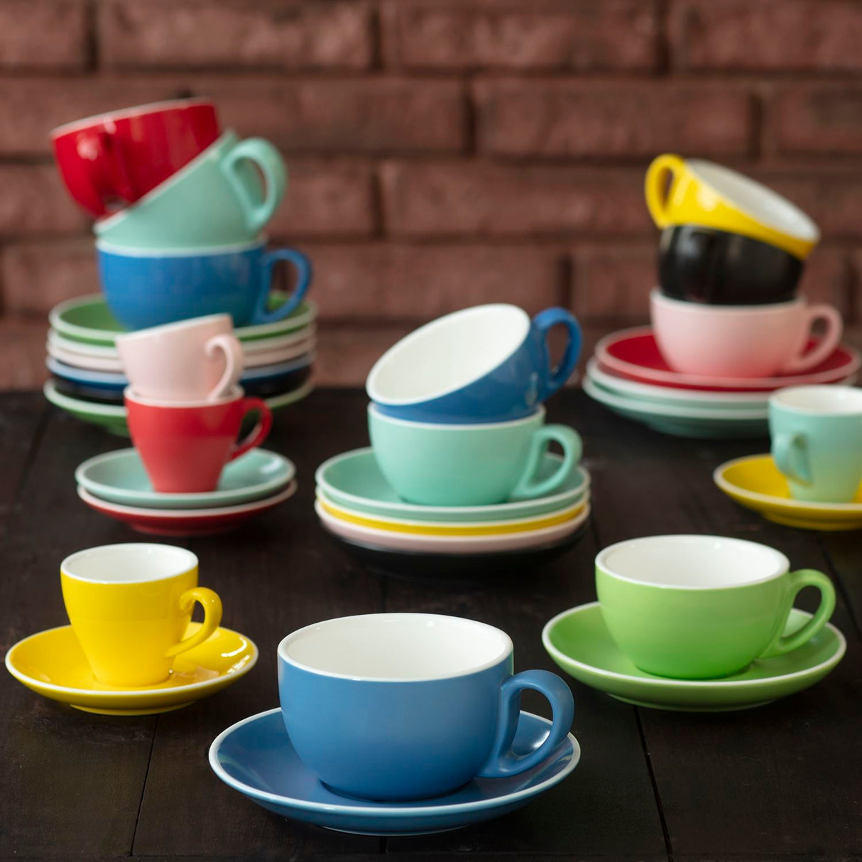 Terra Home 2er Milchkaffeetassen-Set, Türkis glossy