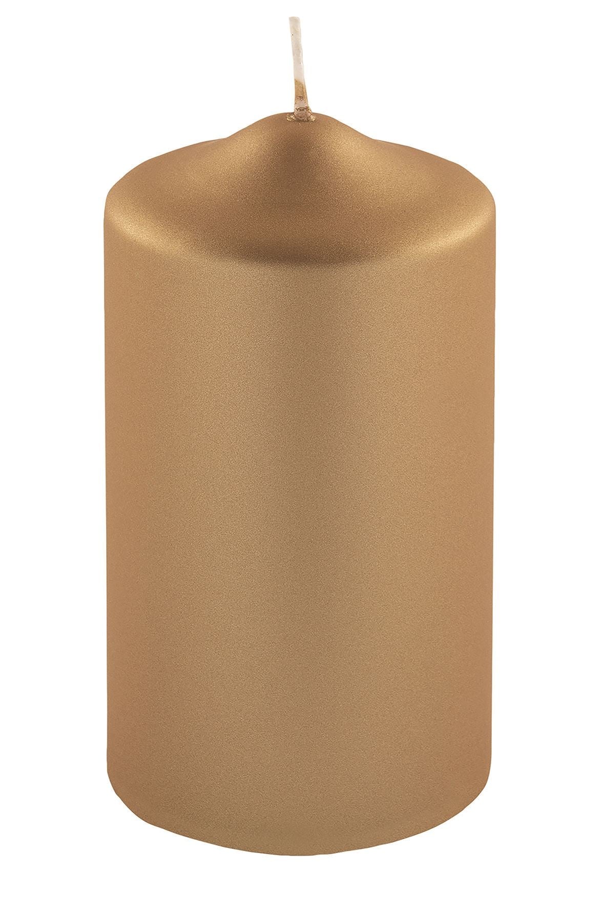 Fink metallic Stumpenkerze Candle gold Paraffin Höhe 15 cm