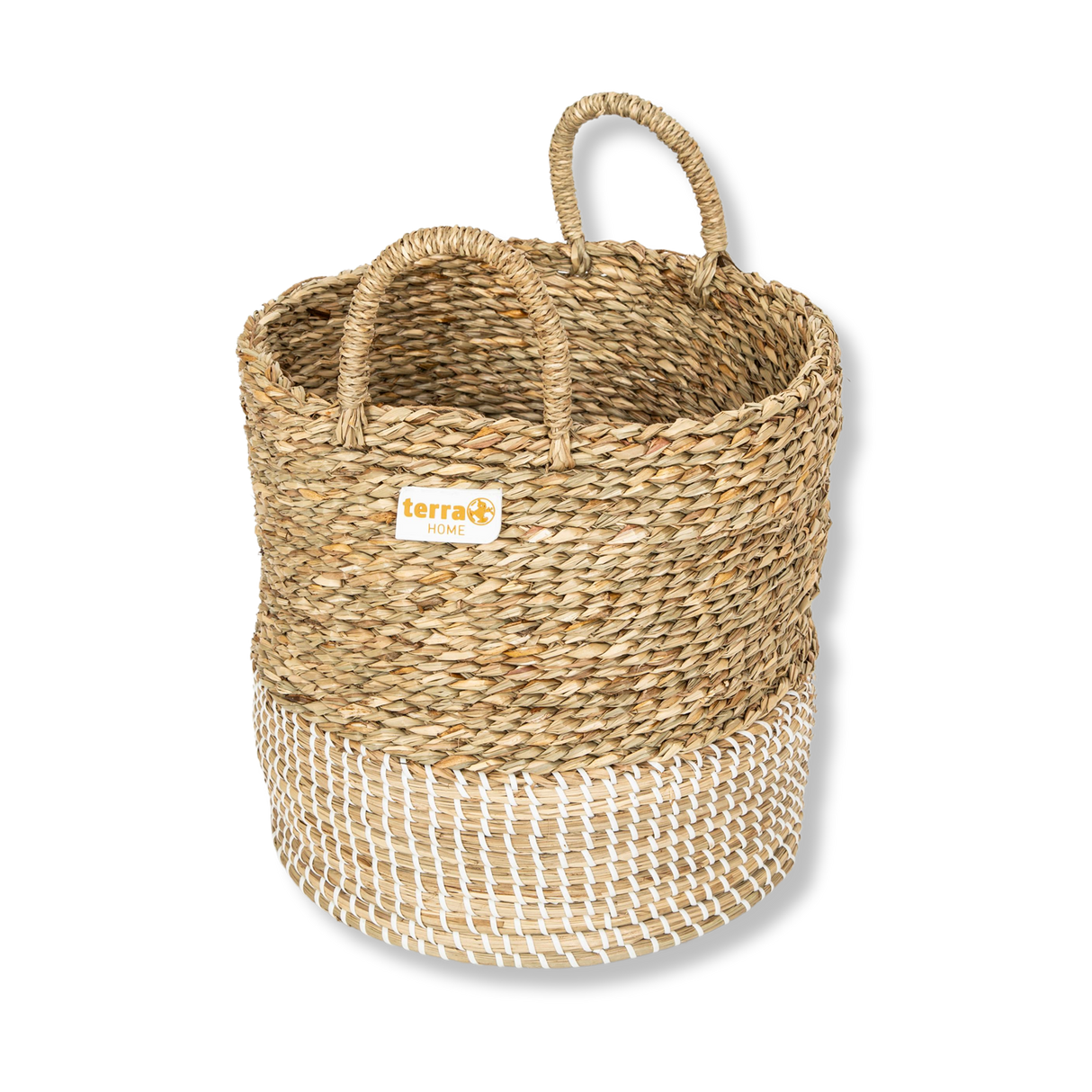 Terra Home Korb Seegras Wasserhyazinthe Ø30 H29 cm weiß natur