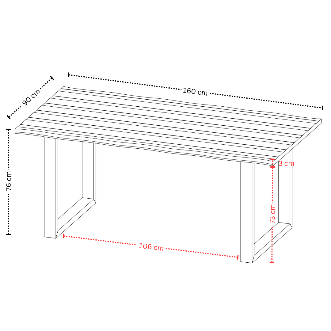 Terra Home Esstisch Jarven 160 x 90 cm, natürliche Kante