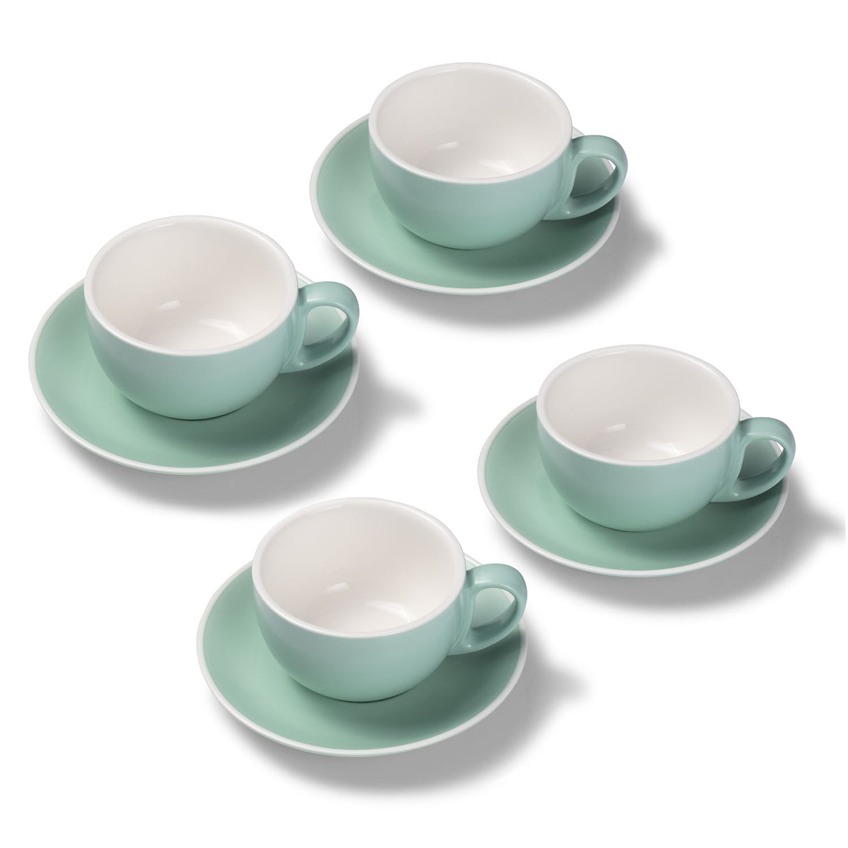 Terra Home 4er Milchkaffeetassen-Set, Türkis matt
