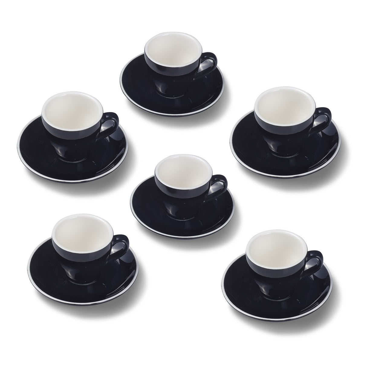 Terra Home 6er Espressotassen-Set, Schwarz glossy
