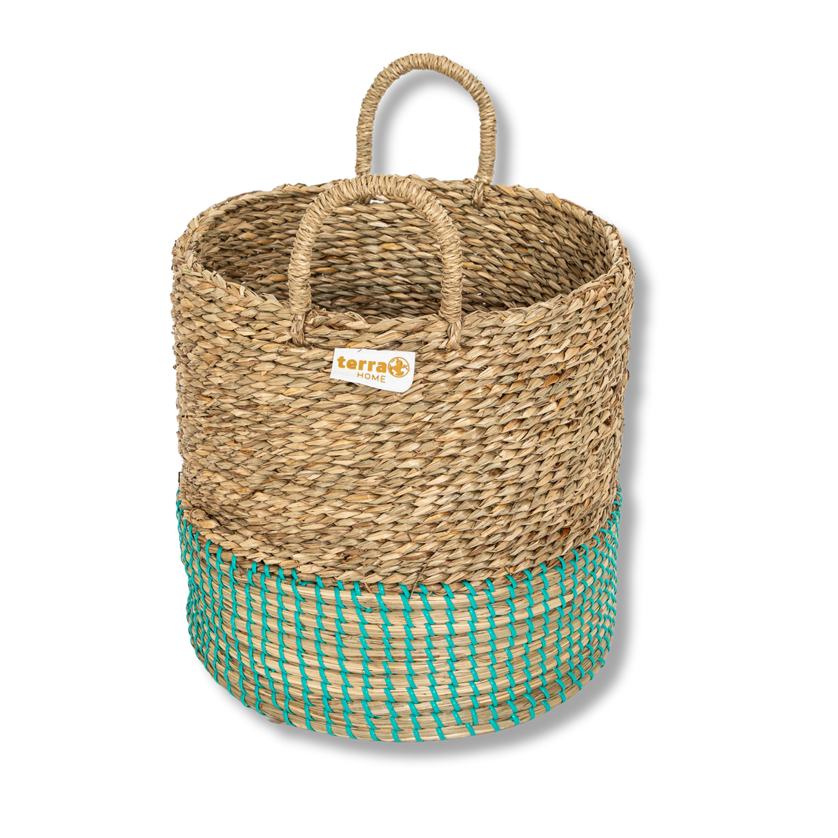 Terra Home Korb Seegras Wasserhyazinthe Ø30 H29 cm türkis natur