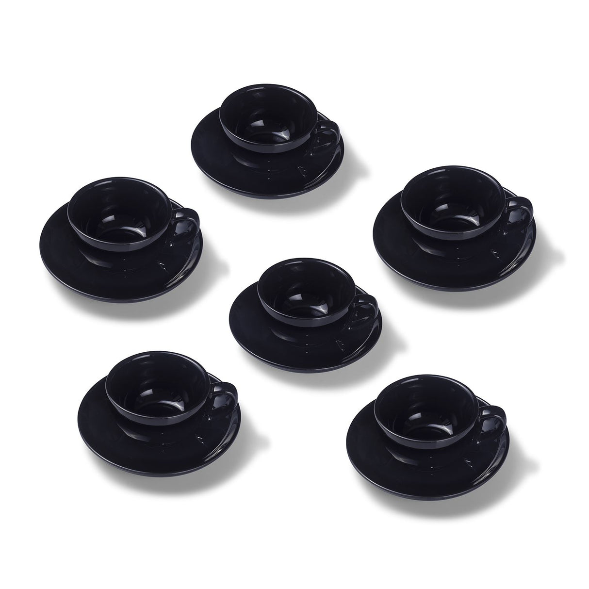 Terra Home 6er Cappuccinotassen-Set, Schwarz glossy komplett