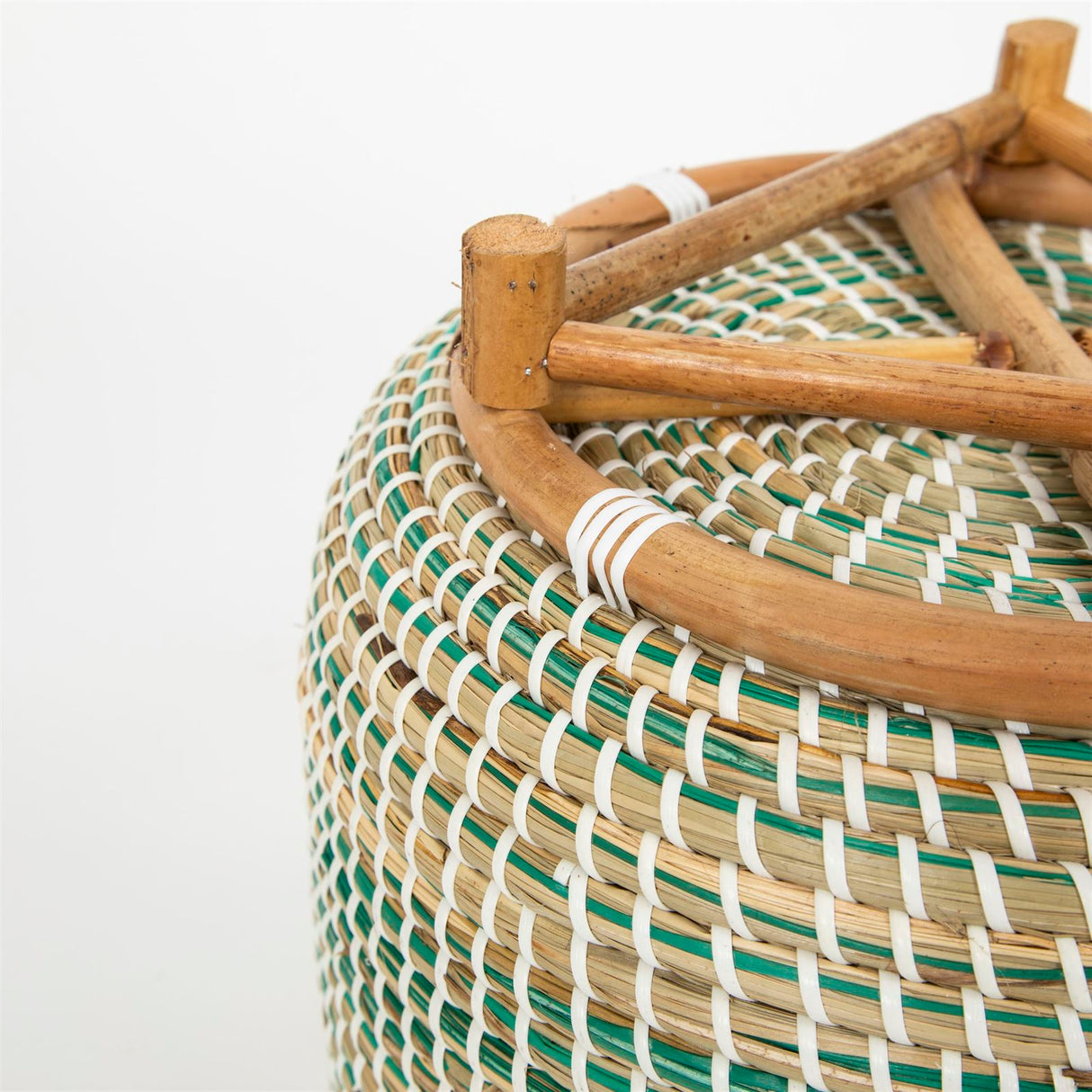 Terra Home Pflanzenübertopf Seegras Rattan Ø33 H30 blau/türkis