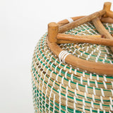 Terra Home Pflanzenübertopf Seegras Rattan Ø33 H30 blau/türkis