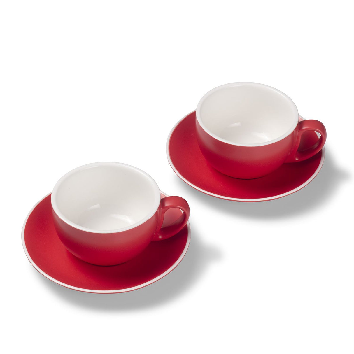 Terra Home 2er Milchkaffeetassen-Set, Rot matt
