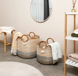 Terra Home Seegras Korbset Rattan Ø42 und Ø34 navy blau weiß