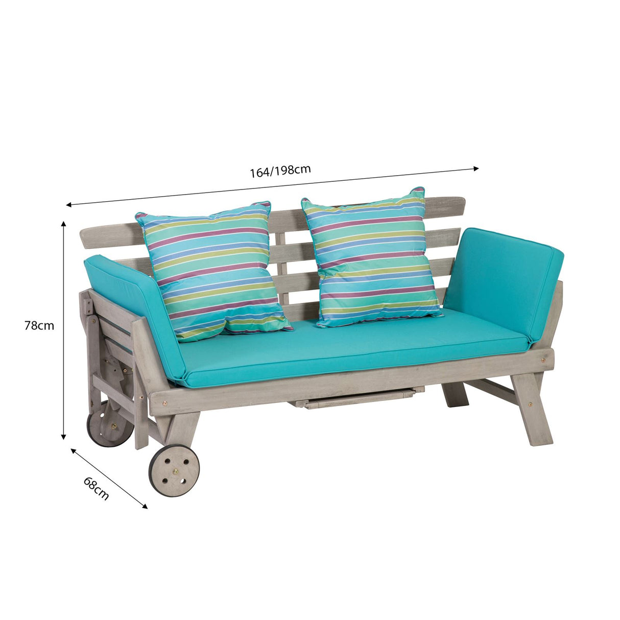 Greemotion Gartenbank Multifunktionsbank Maui,Akazie 158 x 78 x 68 cm Grau Holz