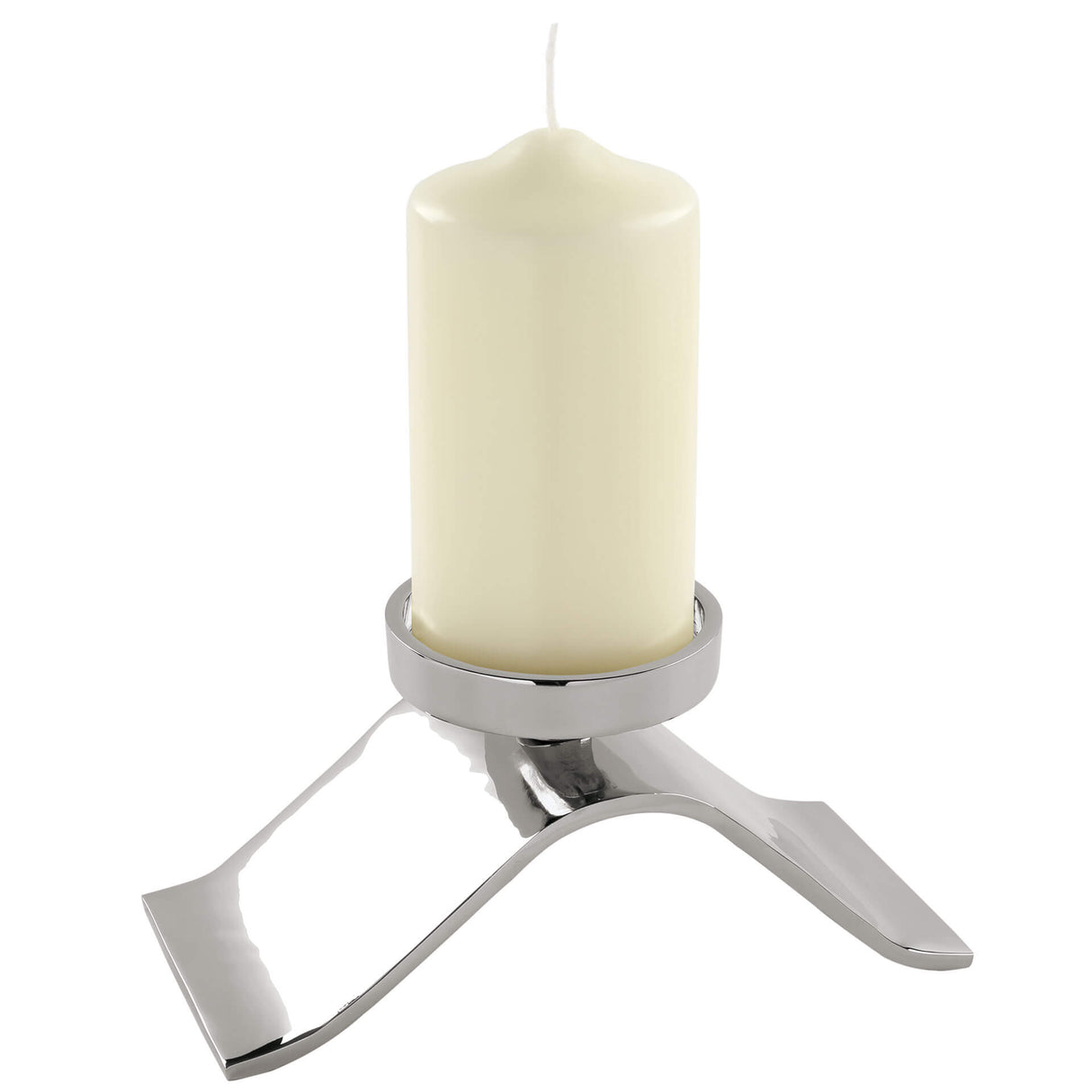 Fink Stumpenkerzenhalter Wave silberfarben Aluminium, vernickelt Höhe 10 cm