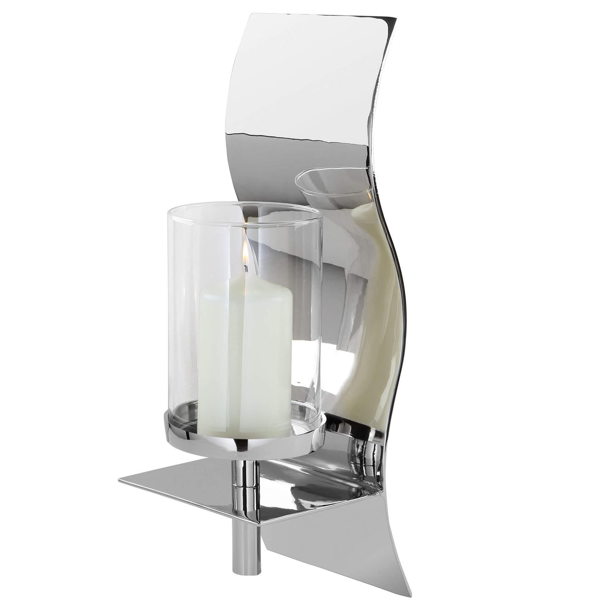 Fink Wandleuchter Wave silberfarben Aluminium, Glas, vernickelt Höhe 51 cm