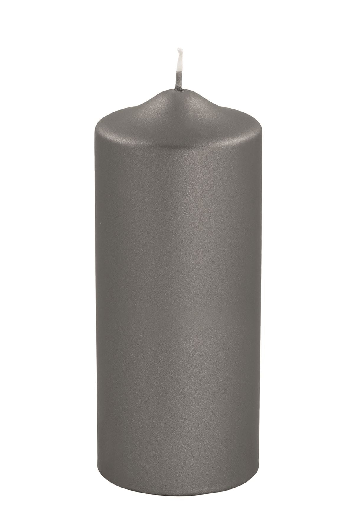 Fink metallic Stumpenkerze Candle grau Paraffin Höhe 20 cm