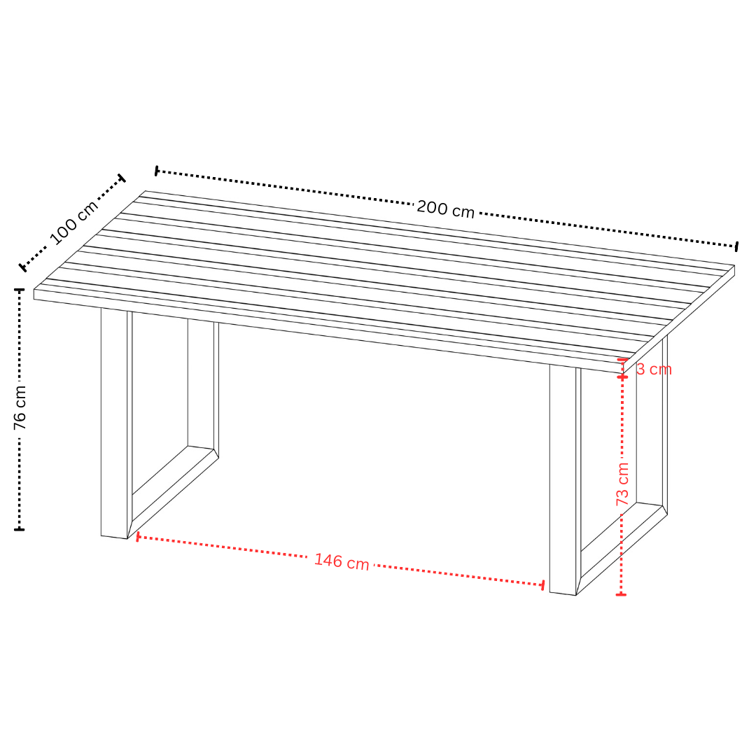 Terra Home Esstisch Jarven 200 x 100 cm, gerade Kante