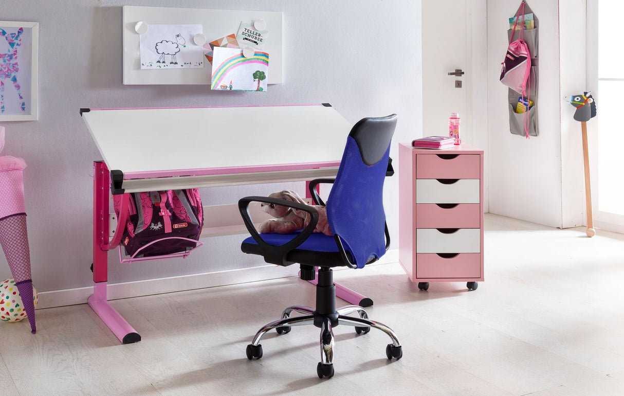 AMSTYLE Kinder-Schreibtischstuhl TERNI Schwarz Blau für Kinder ab 6 mit Lehne, Kinder-Drehstuhl Kinder-Bürostuhl ergonomisch, Jugendstuhl höhenverstellbar