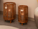 Terra Home Windlicht Set Rattan Ø26 H40 und Ø18 H36 Glas