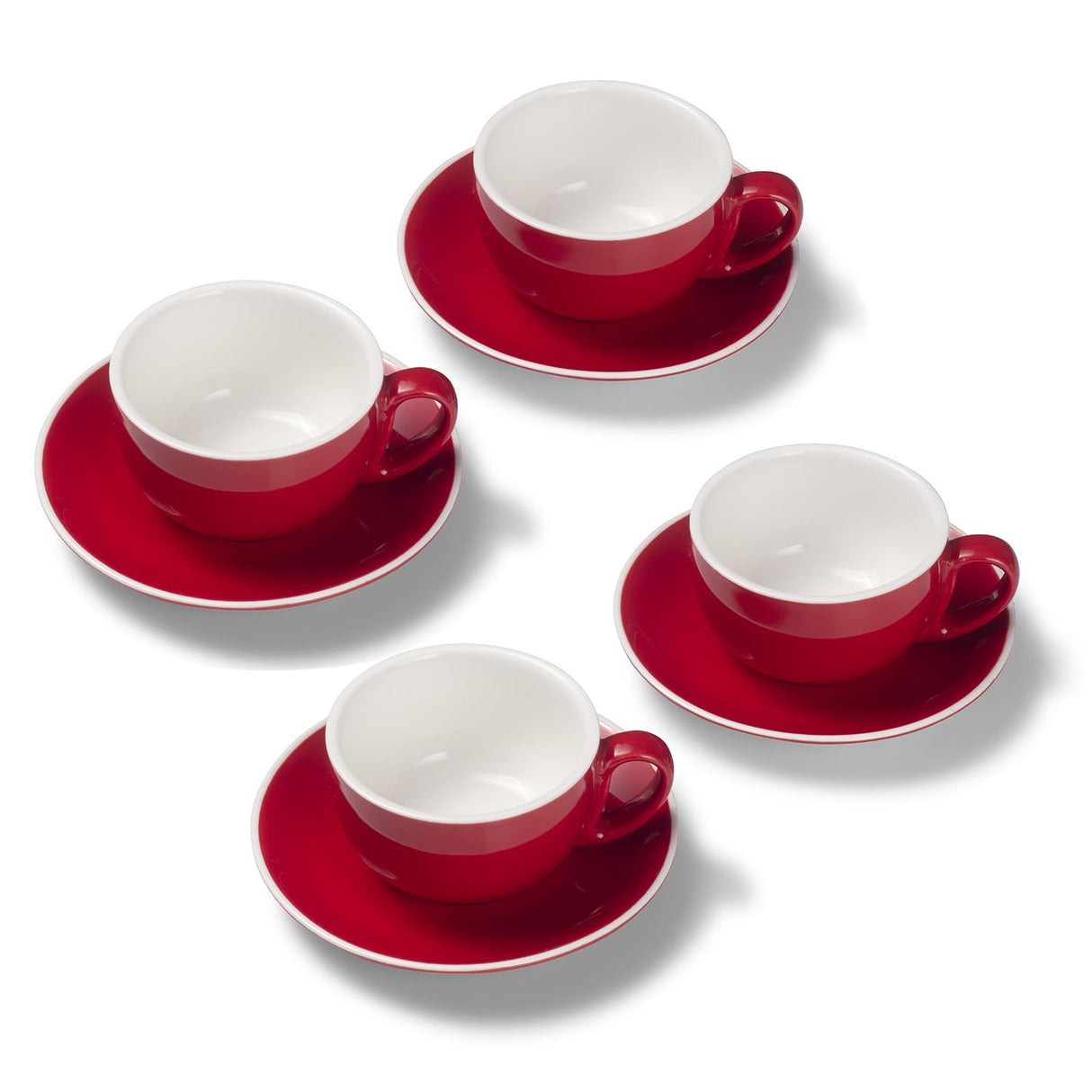 Terra Home 4er Milchkaffeetassen-Set, Rot glossy