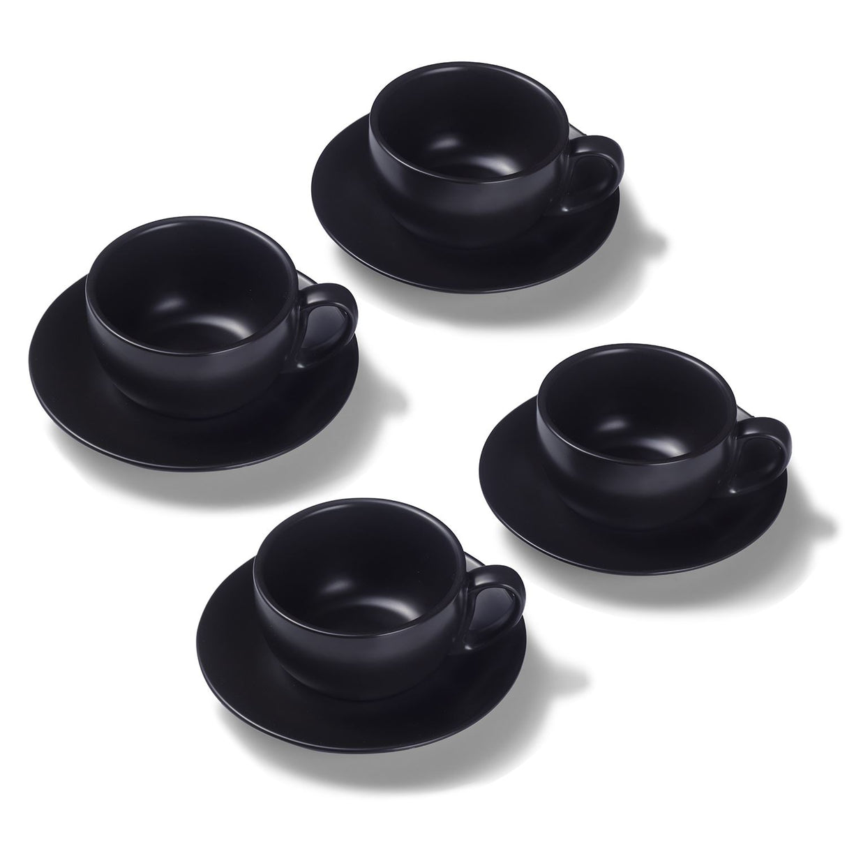 Terra Home 4er Milchkaffeetassen-Set, Schwarz matt komplett