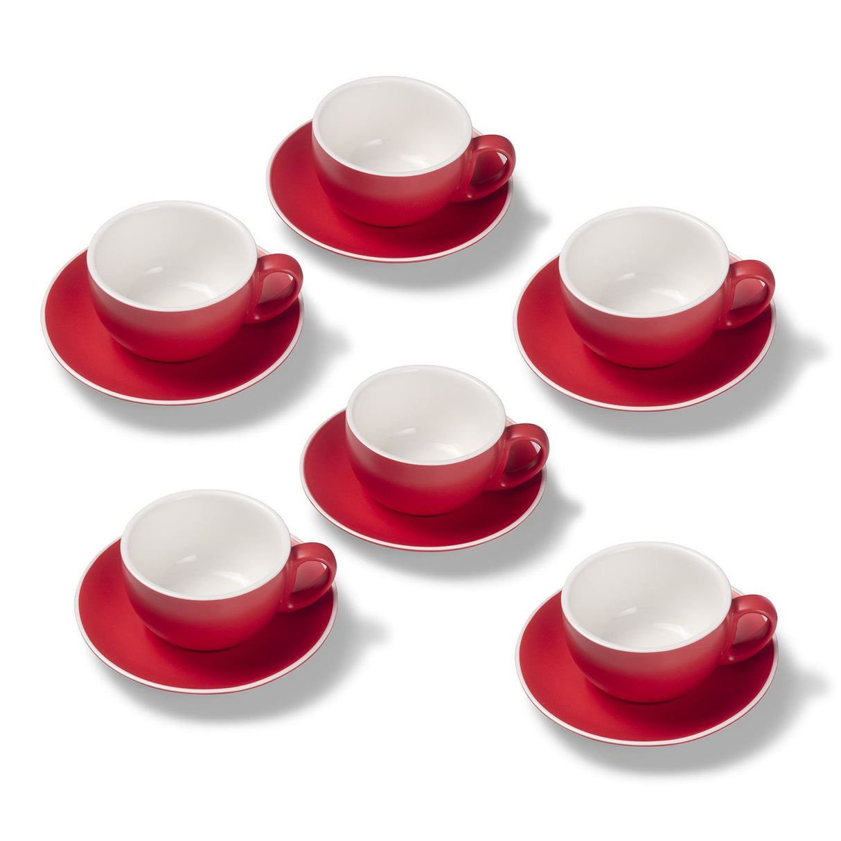 Terra Home 6er Milchkaffeetassen-Set, Rot matt