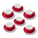 Terra Home 6er Milchkaffeetassen-Set, Rot matt