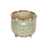 Terra Home Pflanzenübertopf Seegras Rattan Ø33 H30 blau/türkis