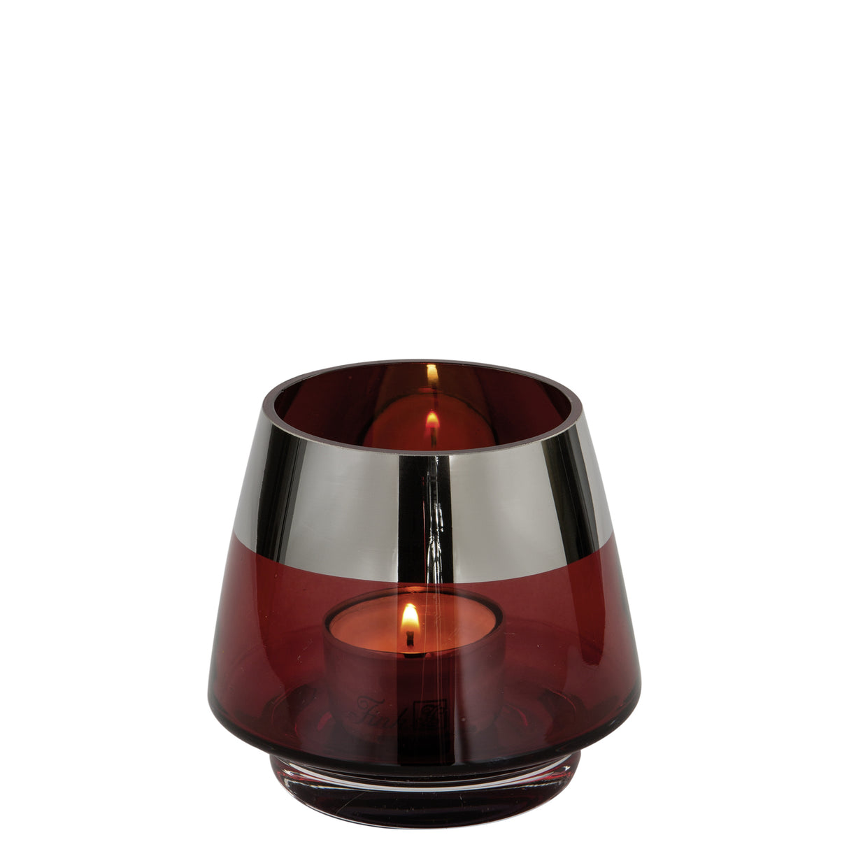 Fink Teelichthalter Jona rot Glas Höhe 9 cm