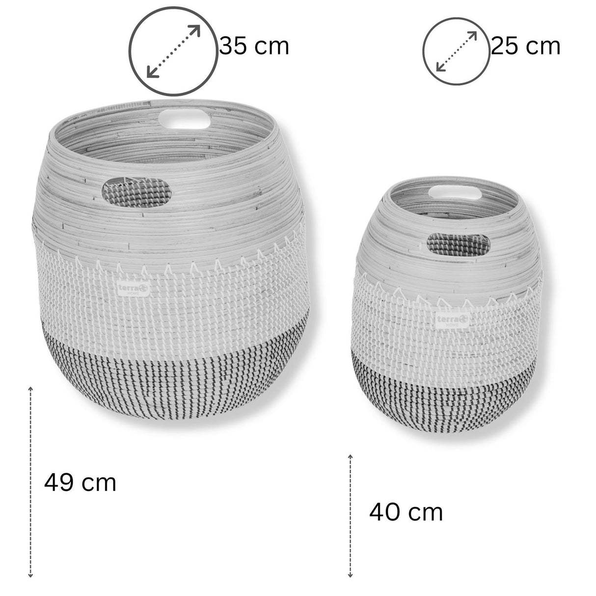 Terra Home Korb Set Seegras Bambus Ø35 und Ø20 schwarz weiß natur