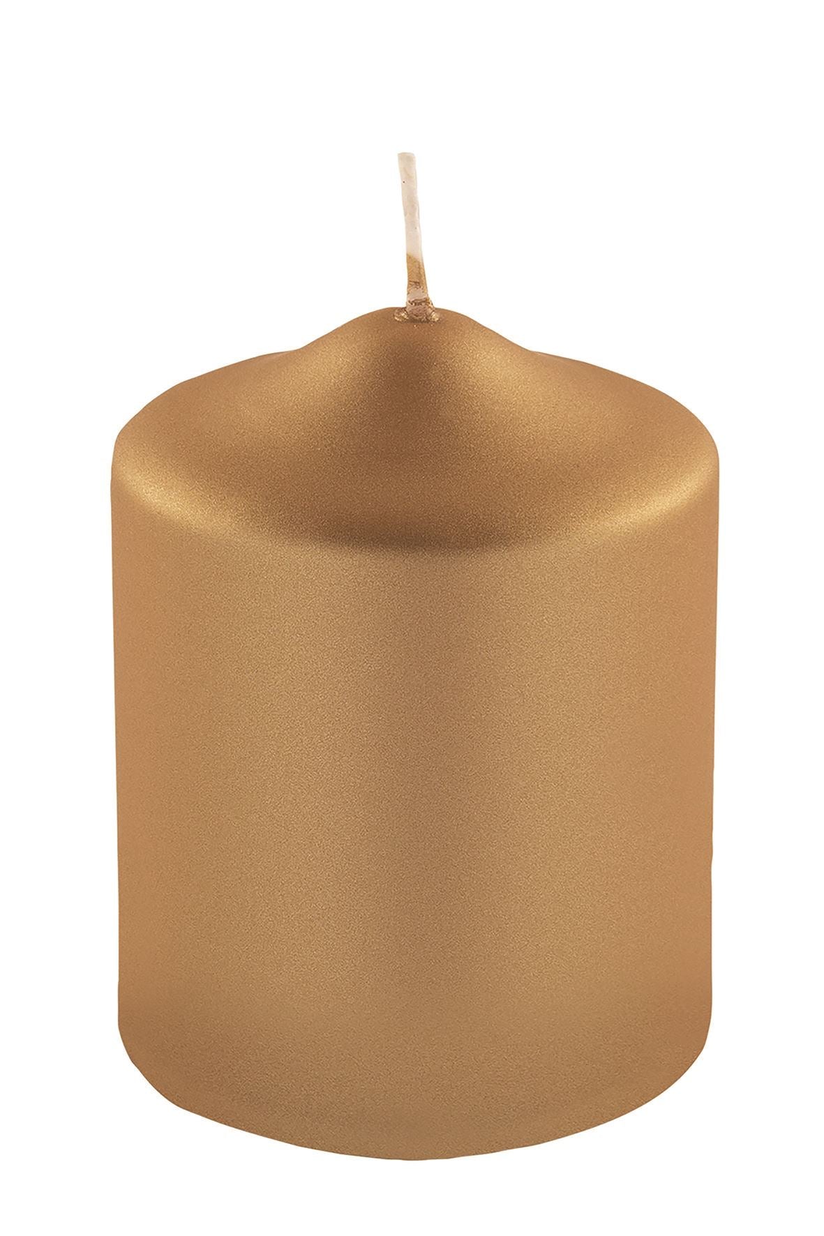 Fink metallic Stumpenkerze Candle gold Paraffin Höhe 10 cm